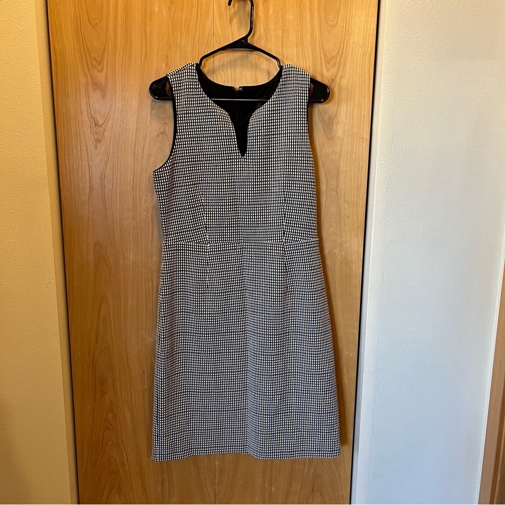Ann Taylor Black and White Checkered Midi Dress